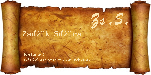 Zsák Sára névjegykártya